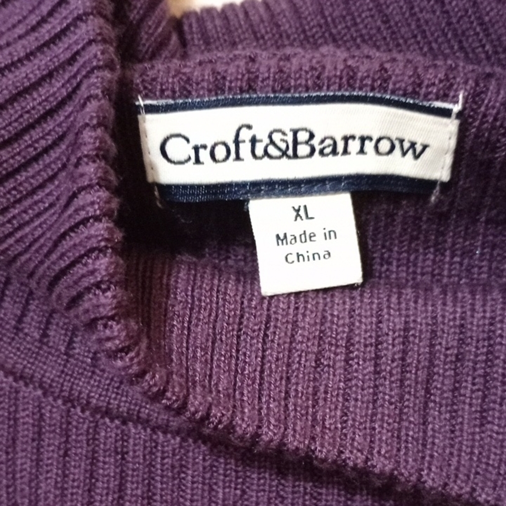 Croft & Barrow Deep Purple Ribbed Knit Top - Picture 2 of 6